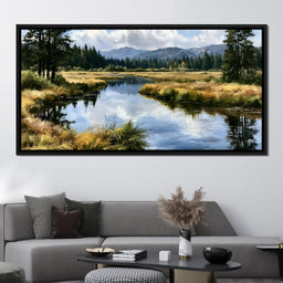 Silent Waters Reflecting Mountain Clouds - NicheCanvas