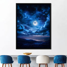 Lunar Glow Above Sleeping Mountains - NicheCanvas