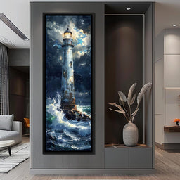 Lighthouse of Stormy Shores - NicheCanvas