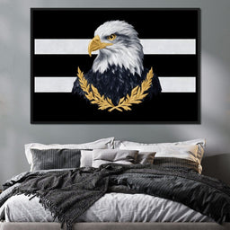 Bold Bald Eagle Stripes Gold Laurel - NicheCanvas