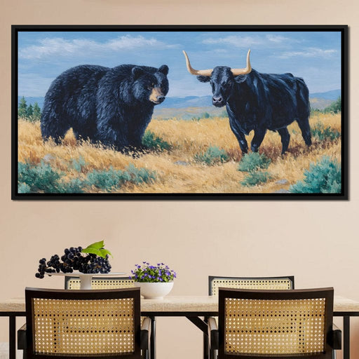 Bear and Bull Prairie Standoff Canvas Print