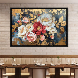 Golden Royal Flowers - Wildrose Creations - NicheCanvas