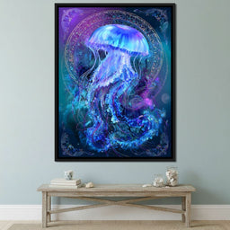 Glowing Jellyfish Ocean Ballet - NicheCanvas