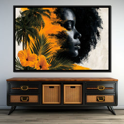 Golden Palms Dark Silhouette - NicheCanvas