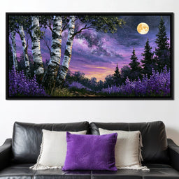 Silver Birch Under A Violet Galaxy - NicheCanvas