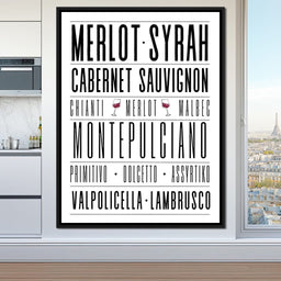 Wine Lover Varietal Typography - NicheCanvas