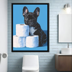 Frenchie Guarding Toilet Rolls - NicheCanvas