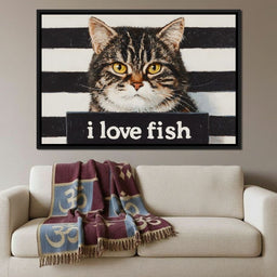 Tabby Cat Inmate Love Fish - NicheCanvas