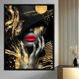 Modern Noir Gold Elegance Portrait - NicheCanvas