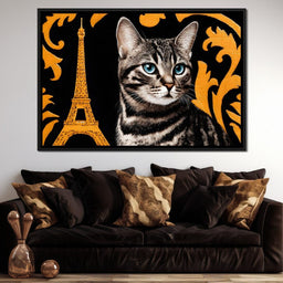 Eiffel Feline Elegance - NicheCanvas