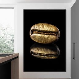 Golden Coffee Bean Reflection - NicheCanvas