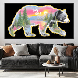Bear Silhouette Mountain Sunset - NicheCanvas
