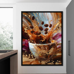 Golden Coffee Splash Reverie - NicheCanvas