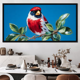 Radiant Plumage on Sky Branch - NicheCanvas