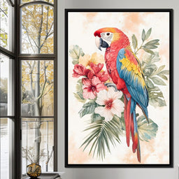 Tropical Parrot Floral Burst - NicheCanvas