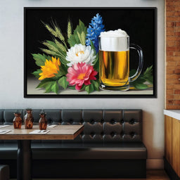 Golden Brew With Blossoms - NicheCanvas