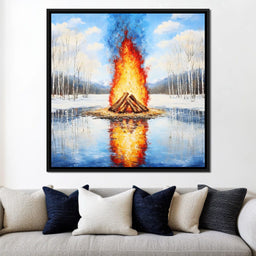 Winter Flames Reflecting - NicheCanvas