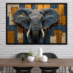 Elephant Majesty Patchwork Elegance - NicheCanvas
