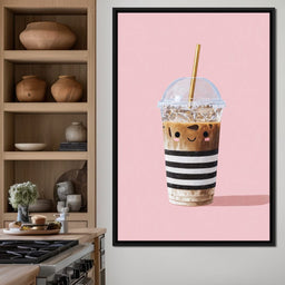 Happy Iced Latte Pop Minimalism - NicheCanvas