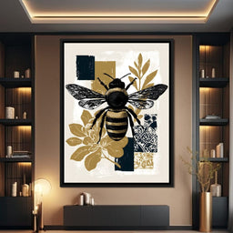 Botanical Bumblebee Collage - NicheCanvas