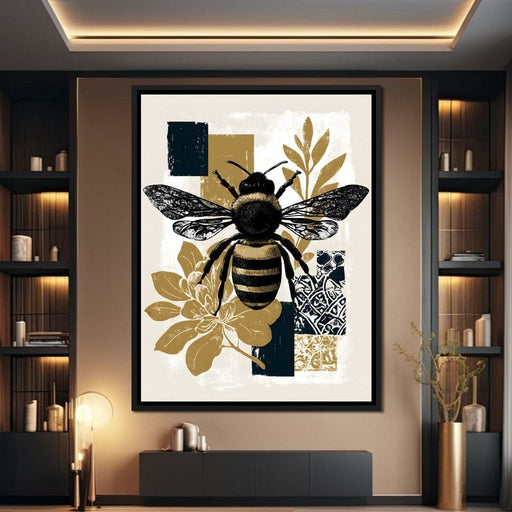 Botanical Bumblebee Collage Canvas Print