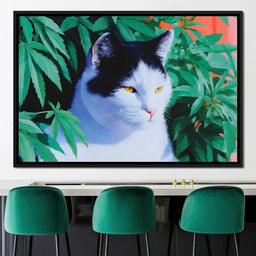 Feline Tranquility Green Garden - NicheCanvas