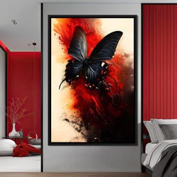 Butterfly on Fiery Backdrop - NicheCanvas