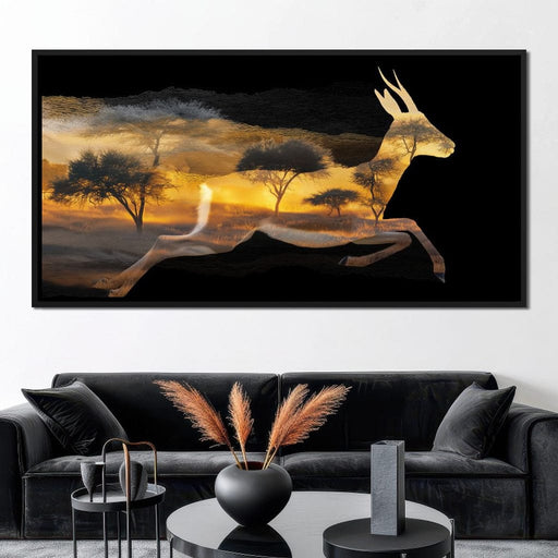 Golden Savanna Antelope Run Canvas Print
