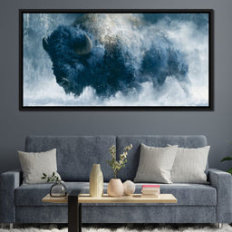 Roaming Buffalo In Cold Winter Plains - NicheCanvas