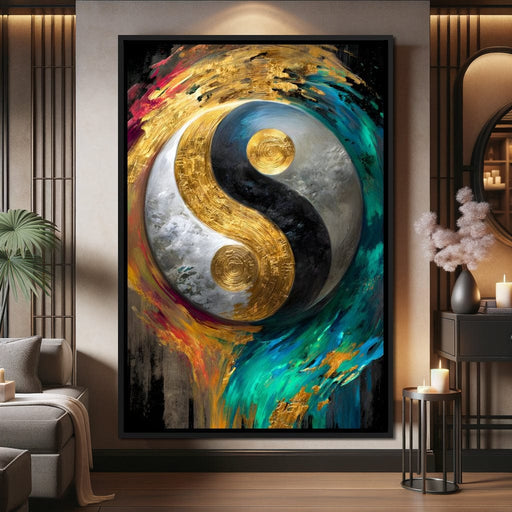 Cosmic Balance Golden Flux Canvas Print