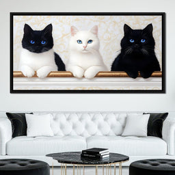 Trio of Curious Feline Friends - NicheCanvas