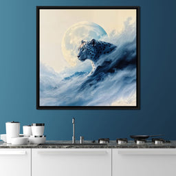 Snow Leopard Rising Through Moon Cloud - TooplesArt - NicheCanvas