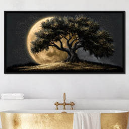 Gilded Roots Beneath A Radiant Moon - NicheCanvas