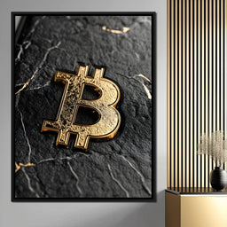 Golden Bitcoin Luxe Marble Icon - NicheCanvas