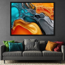 Teal And Ember Pour - TooplesArt - NicheCanvas