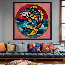 Colorful Koi Fish Mosaic Wave - NicheCanvas