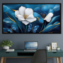 Blue Symphony of Flowers - TooplesArt - NicheCanvas