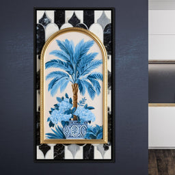Tropical Elegance Flourish in Blue - NicheCanvas