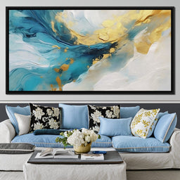 Oceanic Gold Swell Abstraction - NicheCanvas