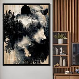 Wild Pines Bear Reflection - NicheCanvas