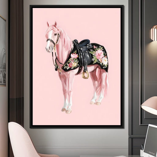 Blush Pony Floral Saddle Canvas Print