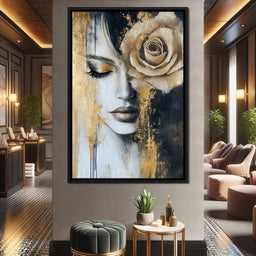 Golden Rose Reverie Portrait - NicheCanvas