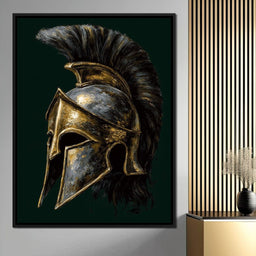 Gold Spartan Helm Battle Relic - NicheCanvas