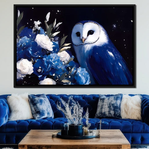 Nocturnal Blossom Owl Sentinel Canvas Print