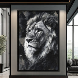 Monochrome Lion King Portrait - NicheCanvas