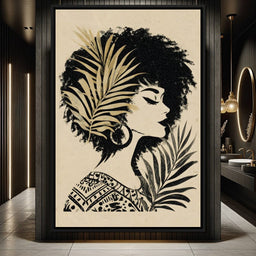 Tropical Noir Lady Silhouette - NicheCanvas