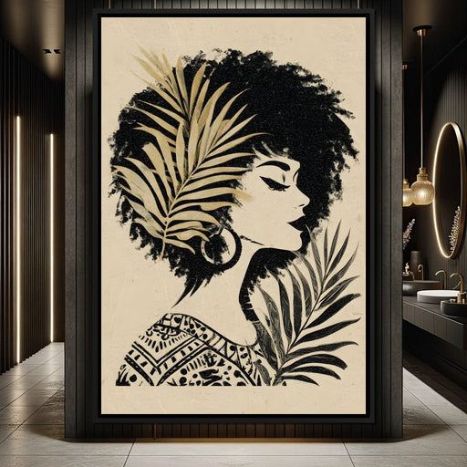 Tropical Noir Lady Silhouette Canvas Print