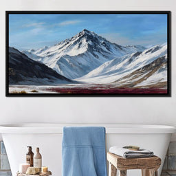 Snowy Alpine Peak Over Heather - NicheCanvas