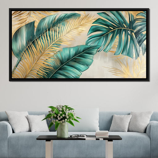Golden Tropical Leaves Harmony Canvas Print