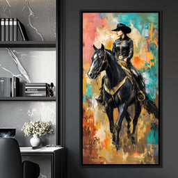 Gallant Cowgirl Riding Midnight - NicheCanvas